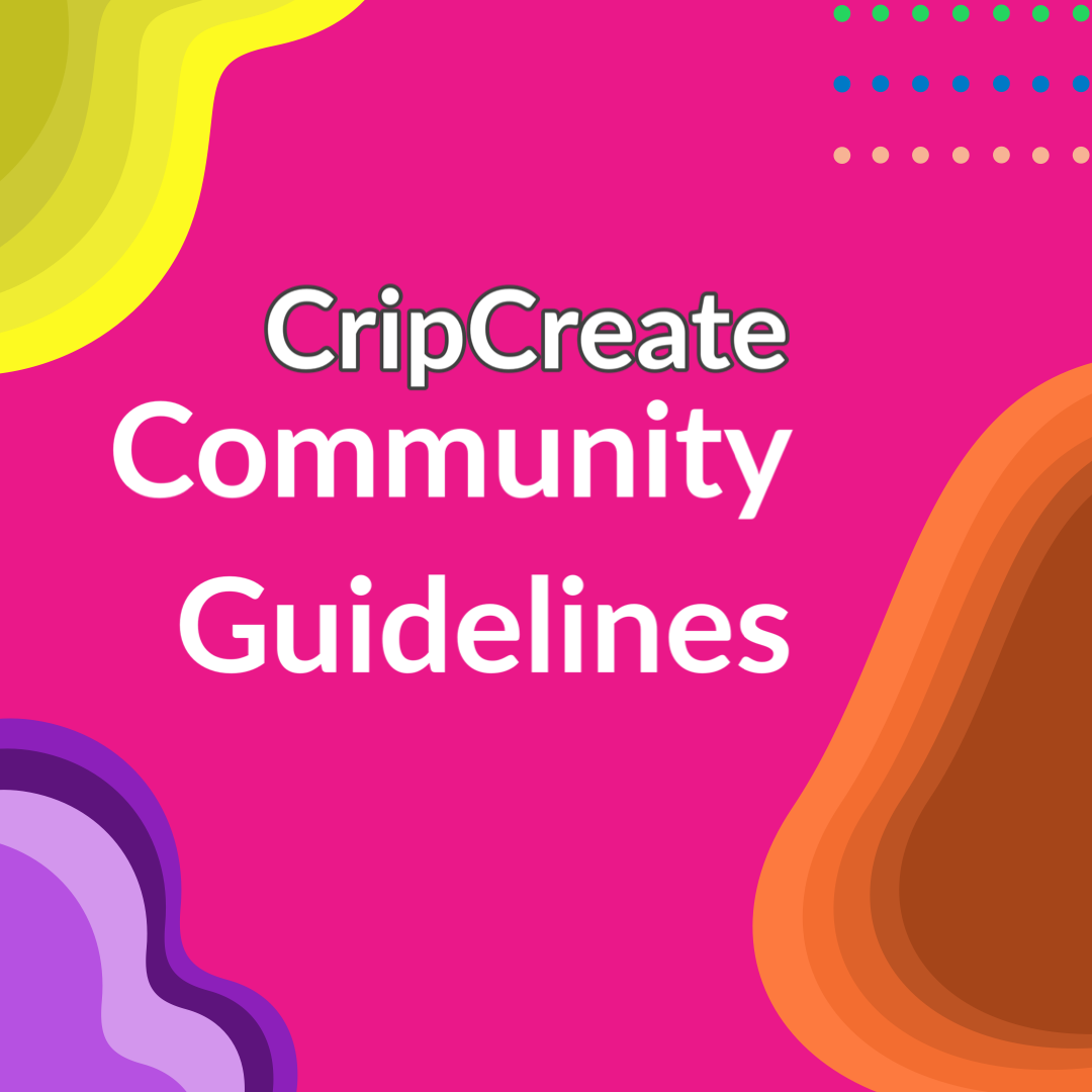 criptcreate community guidelines on a pink background with other colored shapes