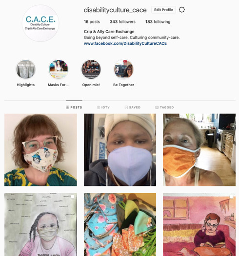 Figure 1. A screenshot of the Crip & Ally Care Exchange Instagram account.