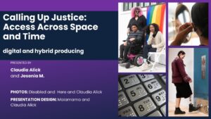 screencap of slide from calling up justice through time and space workshop with disabled and here stock photos