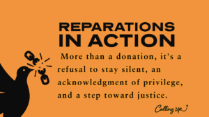 reparations in action. more than a donation. a refusal to stay silent.